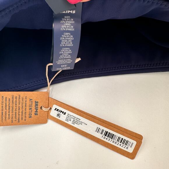 Skims Women's Sculpting Swim Fold Over Bikini Bottom Midnight Blue Size XXS NWT - Picture 2 of 3